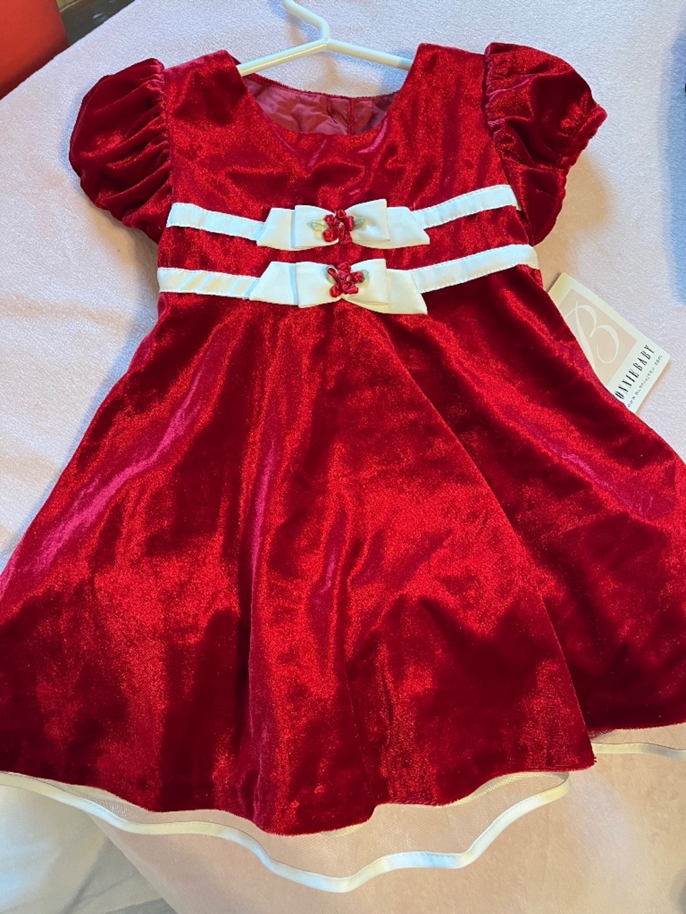 Bonnie Jean NWT Girl’s Holiday Christmas Red Velvet Dress 18 Months